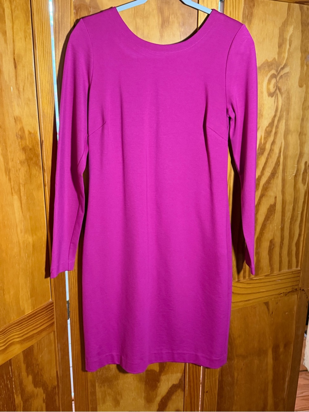 Banana Republic Women's Long Sleeve Fuchsia Sheath Dress, Back Zip|Sz 12|Barbie